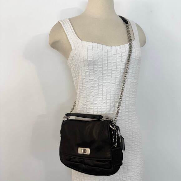 Coach Chelsea Convertible Crossbody Shoulder Bag Turnlock Flap Black F17825 - Picture 3 of 16